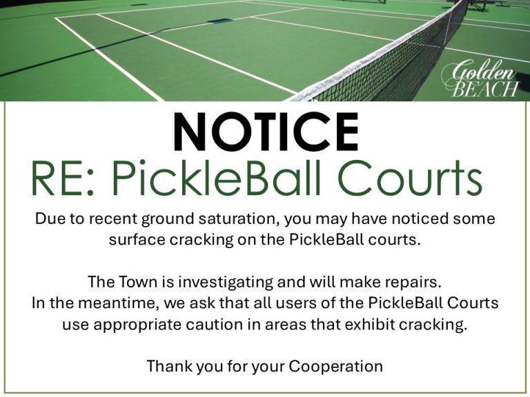 PickleBall Court Notice – updated 10-9-25