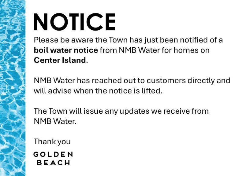 NMB Water issues Boil Water Notice for Center Island Drive 4-9-26
